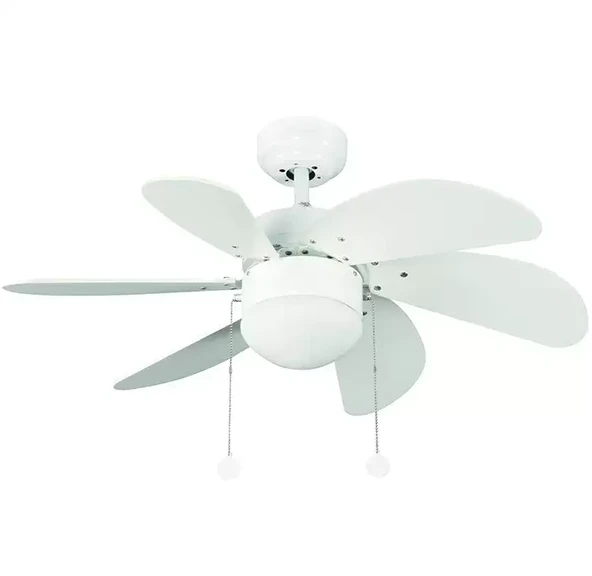 Vanti 6 Kanatlı 60w 30 İnç Avizeli Beyaz Tavan Vantilatörü ürün görseli 1