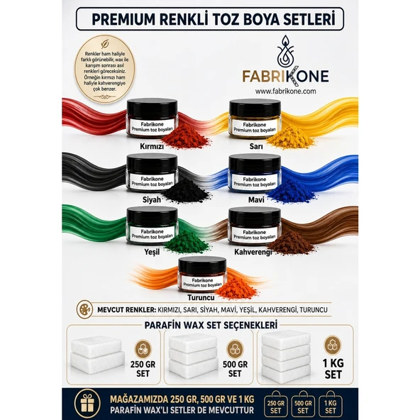 Premium Mum Yapım Hobi Seti - Parafin Wax 250 gr - 3'lü Toz Mum Boyası Seti - Kahverengi, Siyah, Sarı BKFABPW2503KHSSR ürün görseli 1