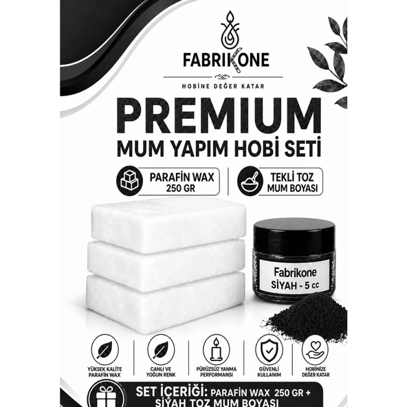 Premium Mum Yapım Hobi Seti - Parafin Wax 250 gr - Tekli Toz Mum Boyası - Siyah BKFABPW2501S ürün görseli 1