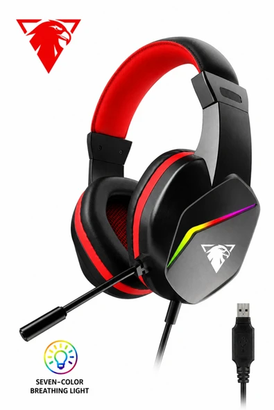 Jedel Gaming GH-269 7.1 USB Mikrofonlu RGB Oyuncu Kulaklığı - Siyah/Kırmızı ürün görseli 1