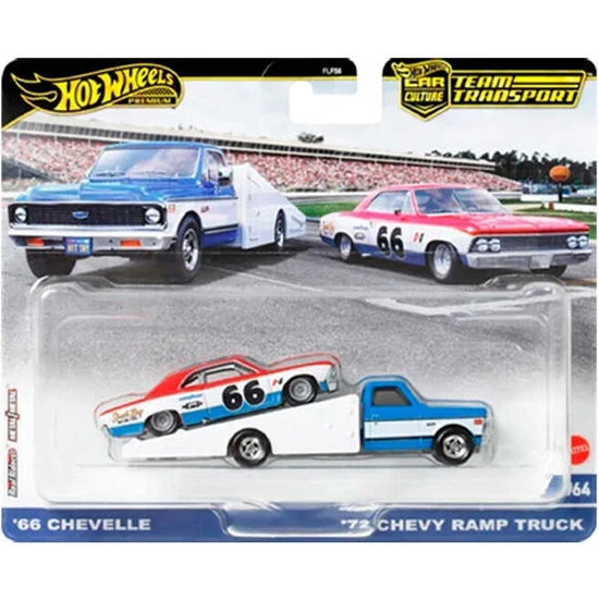 Hot Wheels Premium Team Transport 66 Chevelle With '72 Chevy Ramp Truck ürün görseli 1