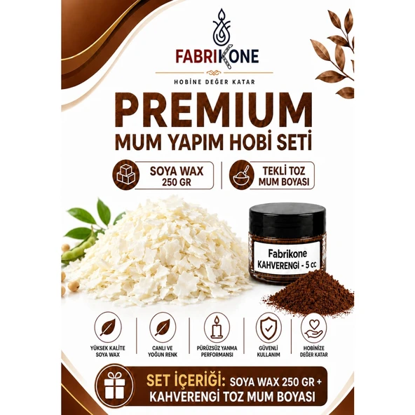 Premium Mum Yapım Hobi Seti - Soya Wax 250 gr - Tekli Toz Mum Boyası - Kahverengi BKFABSW2501KH ürün görseli 1
