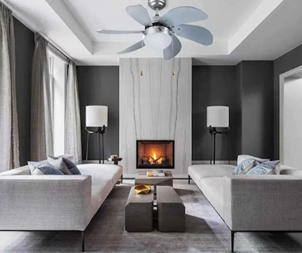 Vanti 6 Kanatlı 60w 30 İnç Avizeli Beyaz Tavan Vantilatörü - Resim 4