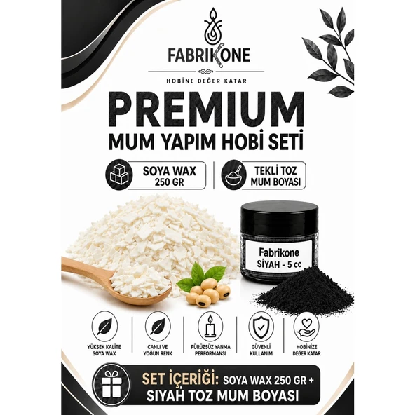 Premium Mum Yapım Hobi Seti - Soya Wax 250 gr - Tekli Toz Mum Boyası - Siyah BKFABSW2501S ürün görseli 1