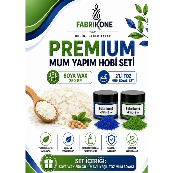 Premium Mum Yapım Hobi Seti - Soya Wax 250 gr - 2'li Toz Mum Boyası Seti - Mavi, Yeşil BKFABSW2502MY ürün görseli 1