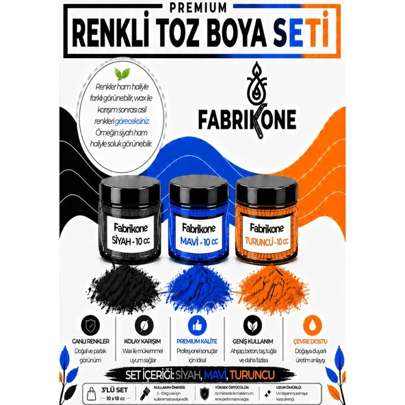 3'lü Set Premium Parafin Soya Wax Toz Mum Boyası Hobi Seti - 10 cc (Siyah, Mavi, Turuncu) BKFAB3SMT10G ürün görseli 1