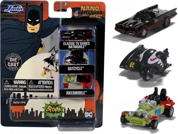 Jada 1/87 Hollywood Rides Nano 3-Pack NV-14 Batman Classic TV Series ürün görseli 1