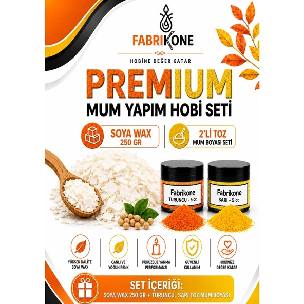 Premium Mum Yapım Hobi Seti - Soya Wax 250 gr - 2'li Toz Mum Boyası Seti - Turuncu, Sarı BKFABSW2502TSR ürün görseli 1