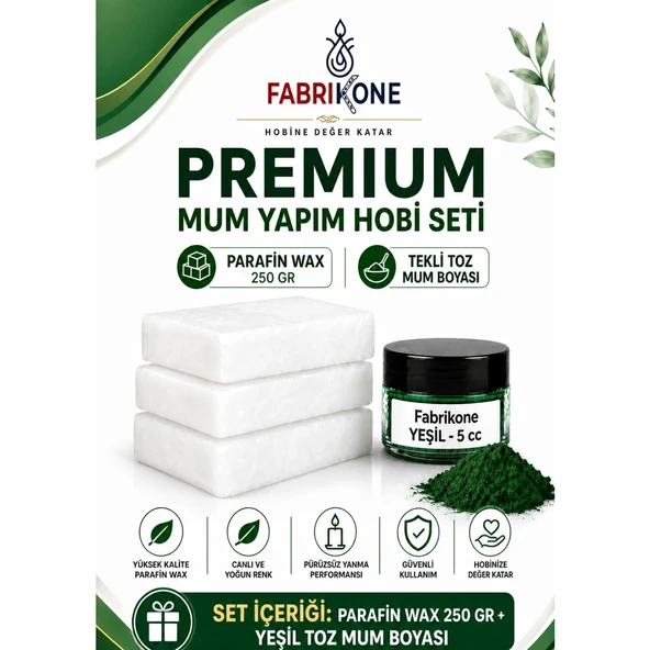 Premium Mum Yapım Hobi Seti - Parafin Wax 250 gr - Tekli Toz Mum Boyası - Yeşil BKFABPW2501Y ürün görseli 1