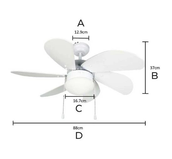 Vanti 6 Kanatlı 60w 30 İnç Avizeli Beyaz Tavan Vantilatörü - Resim 2