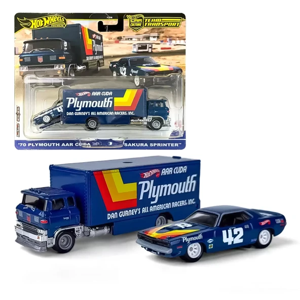 Hot Wheels Premium Team Transport - 70 Plymount AAR Cuda - Sakura Sprinter HRV38 ürün görseli 1