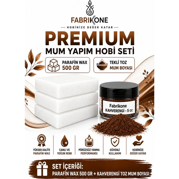 Premium Mum Yapım Hobi Seti - Parafin Wax 500 gr - Tekli Toz Mum Boyası - Kahverengi BKFABPW5001KH ürün görseli 1