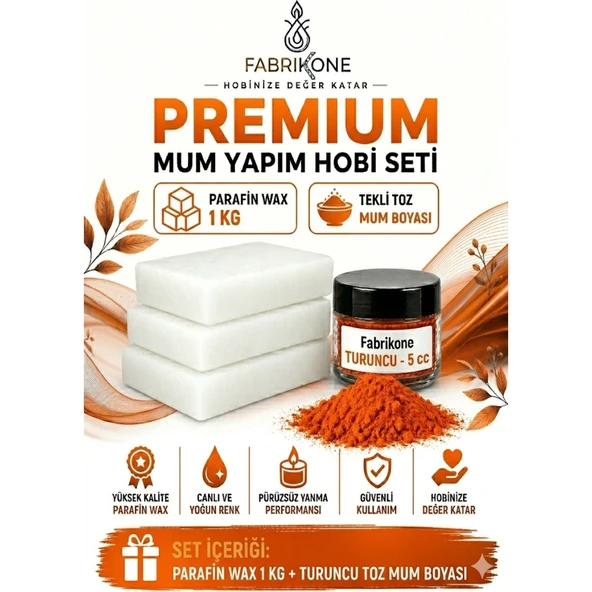 Premium Mum Yapım Hobi Seti - Parafin Wax 1 kg - Tekli Toz Mum Boyası - Turuncu BKFABPW1KG1T ürün görseli 1