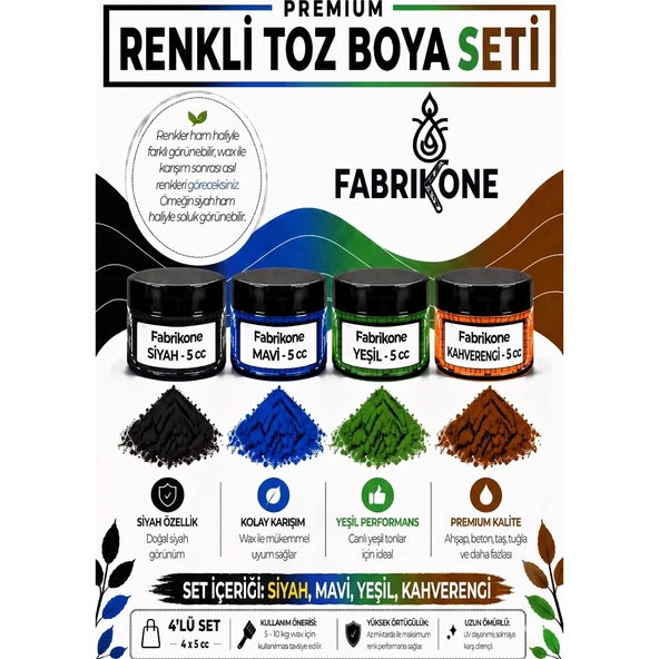4'lü Set Premium Parafin Soya Wax Toz Mum Boyası Hobi Seti - 5 cc (Siyah, Mavi, Yeşil, Turuncu) BKFAB4SMYT5G ürün görseli 1