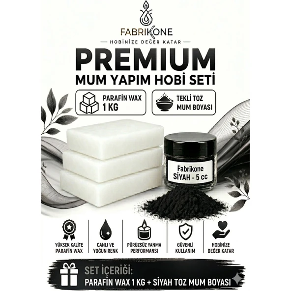 Premium Mum Yapım Hobi Seti - Parafin Wax 1 kg - Tekli Toz Mum Boyası - Siyah BKFABPW1KG1S ürün görseli 1