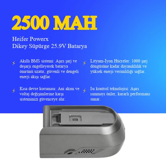 Heifer Powerx Dikey Süpürge 2500 mAh Batarya - Resim 3