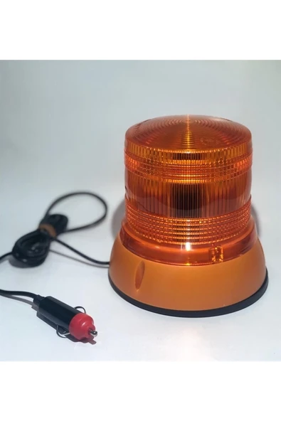 12V-24V Çakar Flaş Tepe Lambası Mıknatıslı Çakmak Fişli Ledli Turuncu Uyumlu - TAS-061 ürün görseli 1