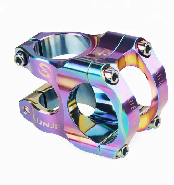 Lunje Alüminyum 31,8mm Mtb Freeride Gidon Boğazı Bisiklet Gidon Boğazı Rainbow Oil Slick Renk Boğaz ürün görseli 1