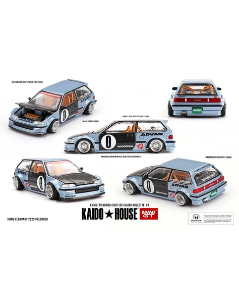 Mini GT 1/64 KaidoHouse Honda Civic (EF) Kaido Roulette V1 ürün görseli 1