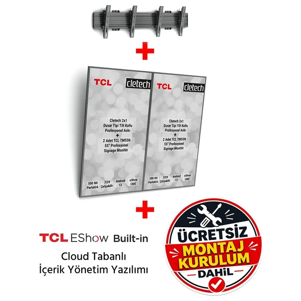 Tmn 55" 2x1 Digital Menüboard Paketi / Profesyonel Signage Ekran Sistemi ürün görseli 1