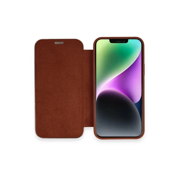 Apple İphone 12 Kılıf Dolpin Kapaklı - Kahverengi ürün görseli 1