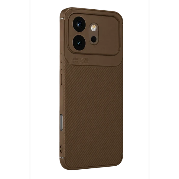 Huawei Honor 600 Auto Focus Karbon Kapak - Kahverengi ürün görseli 1