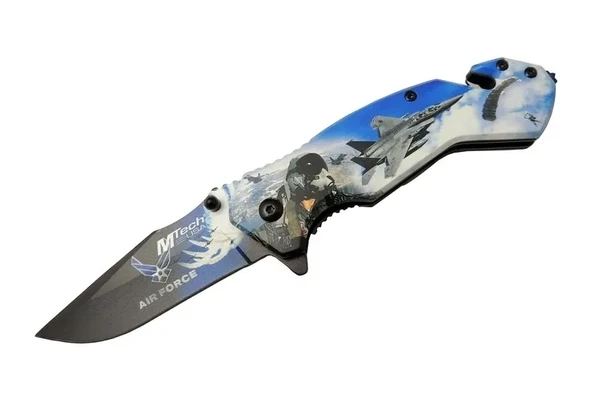 4 23 4 Air Force Kurtarma / Kamp Çakı 20cm - Yarı Otomatik, Kemerlikli, Cam Kırma Ve İp Kesme Aparatlı ürün görseli 1