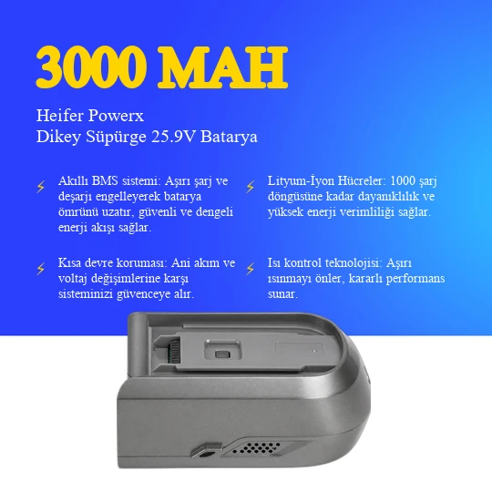 Heifer Powerx Dikey Süpürge 3000 mAh Batarya - Resim 3