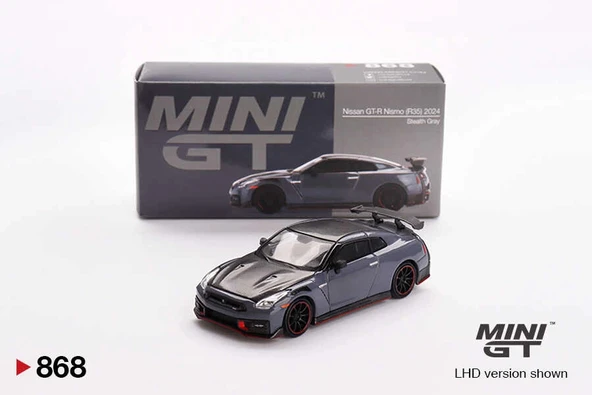 Mini GT MGT00868 1/64 Nissan GT-R Nismo 2024 NISMO Stealth Gray ürün görseli 1