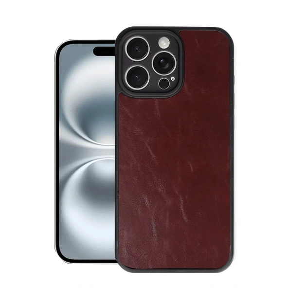 Apple İphone 16 Pro Max Kılıf Aras Deri Kapak - Bordo ürün görseli 1