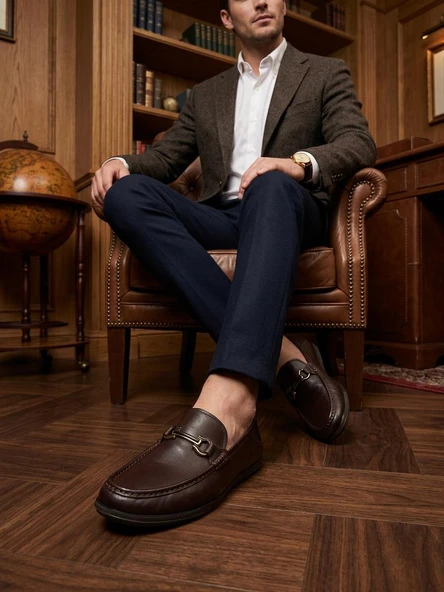 Komcero 6Y3546-189 Erkek Hakiki Deri Tokalı Comfort Loafer Ayakkabı ürün görseli 1