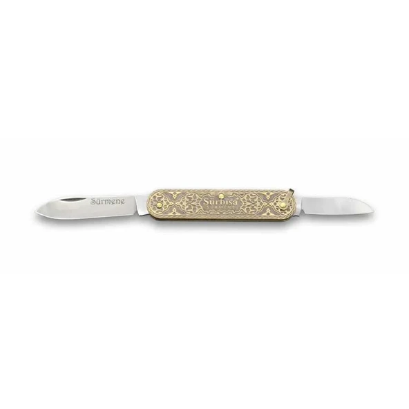 61804 Pirinç İşlemeli Sürmene Çakısı 5,5 / 3,5 Cm - Çift Bıçaklı ürün görseli 1
