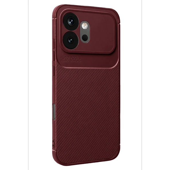 Huawei Honor 600 Auto Focus Karbon Kapak - Bordo ürün görseli 1