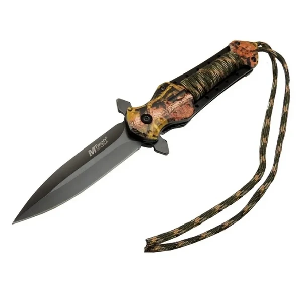 4267 Çok Renkli Kamp Çakı 21cm - Yarı Otomatik, İpli, Kemerlikli ürün görseli 1