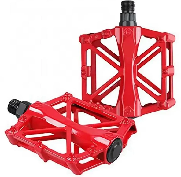 XBYC 1815 Bilyalı Bisiklet Platform Pedal Geniş Yapılı Bilyalı Alüminyum Pedal Mukavemetli Kırmızı Renk ürün görseli 1