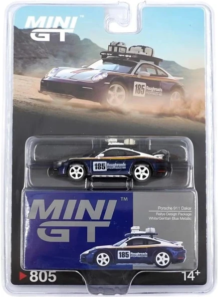 Mini GT 1/64 Porsche 911 Dakar Rallye Design Package White/Gentian Blue Metallic - Blister Paket ürün görseli 1