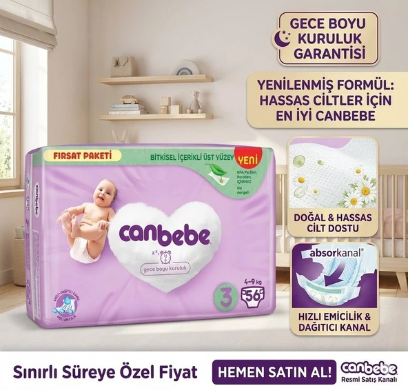 Canbebe 3 numara bebek bezi, 4-9 kg ürün görseli 1