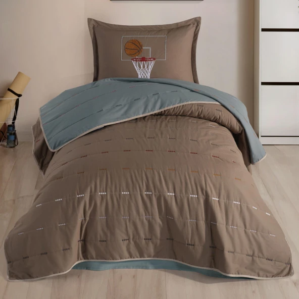 Clasy Ranforce %100 Pamuk Nakışlı Tek Kişilik Yatak Örtüsü Hoop ürün görseli 1
