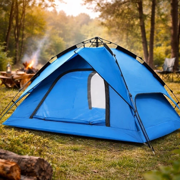 4 Kişilik Otomatik Kamp Çadırı – Çift Katmanlı, Suya Dayanıklı, Hızlı Kurulum Outdoor Aile ve Doğa Çadırı 200x200x140 cm (5224) ürün görseli 1