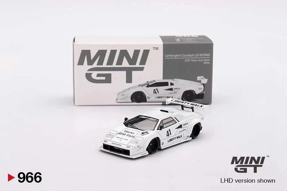 Mini GT MGT00966 1/64 Lamborghini Countach LB-WORKS White 2024 Tokyo Auto Salon ürün görseli 1