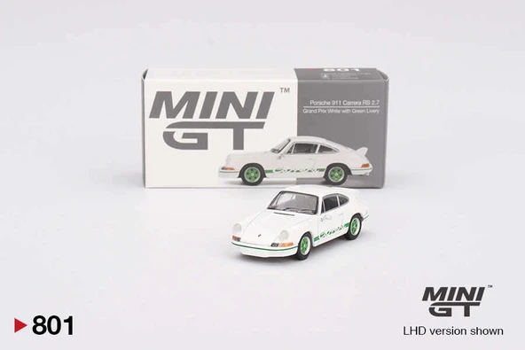 Mini GT MGT00801 1/64 Porsche 911 Carrera RS 2.7 Grand Prix White with Green Livery ürün görseli 1