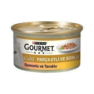 Gourmet Gold Parça Etli Soslu Somonlu ve Tavuklu 85 gr Yetişkin Kedi Konservesi ürün görseli 1