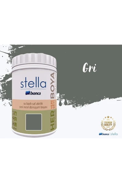 Bianca Stella Su Bazlı Saf Akrilik Boya 1 Litre Gri ürün görseli 1