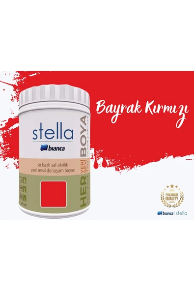 Bianca Stella Su Bazlı Saf Akrilik Boya 1 Litre Bayrak Kırmızı ürün görseli 1