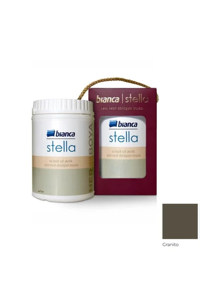 Bianca Stella Boya Yeni Nesil Yaşam Boyası 1 Lt Granito/1052 Dolap Fayans Cam Plastik Ahşap Boyası Açık meşe ürün görseli 1
