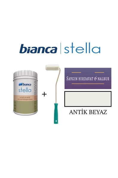 Bianca Stella Su Bazlı Akrilik Boya + Dekor Kadife Parmak Rulo Antik Beyaz ürün görseli 1