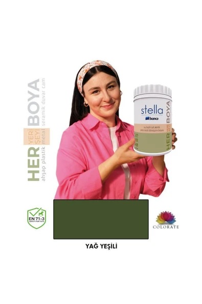 Bianca Stella Serisi Yeni Nesil Yüzey Dönüşüm Boyası - Yağ Yeşili Yağ Yeşili ürün görseli 1
