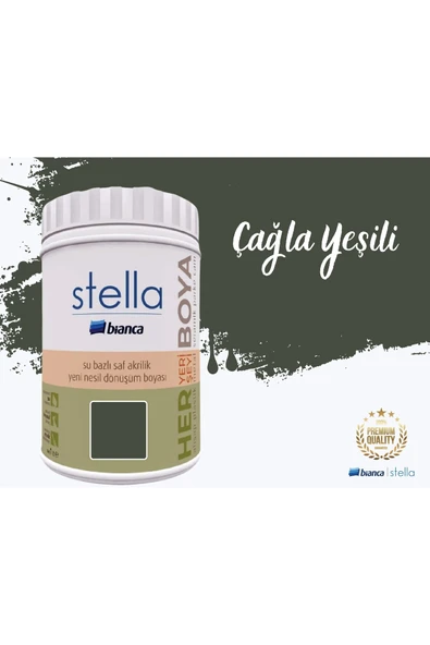 Bianca Stella Su Bazlı Saf Akrilik Boya 1 Litre Çağla Yeşili ürün görseli 1