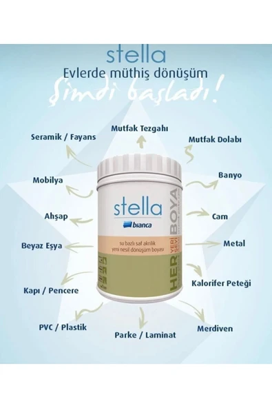 Bianca Stella Su Bazlı Saf Akrilik Dönüşüm Boyası 1 Litre (RENK KESEKAĞIDI) Kesekağıdı ürün görseli 1