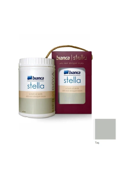 Bianca Stella Boya Yeni Nesil Yaşam Boyası 1 Lt Taş/1090 Dolap Fayans Cam Plastik Ahşap Boyası TAŞ/1090 ürün görseli 1